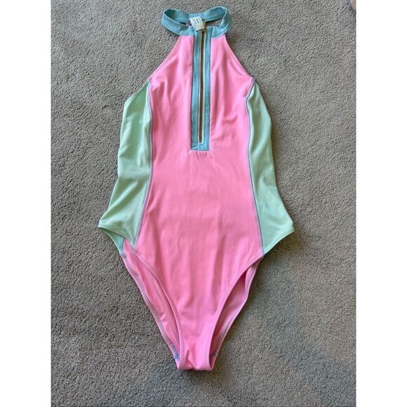 LoveShackFancy X Hurley• Max Colorblock One Piece swim, Large $228 A11 - Picture 3 of 11